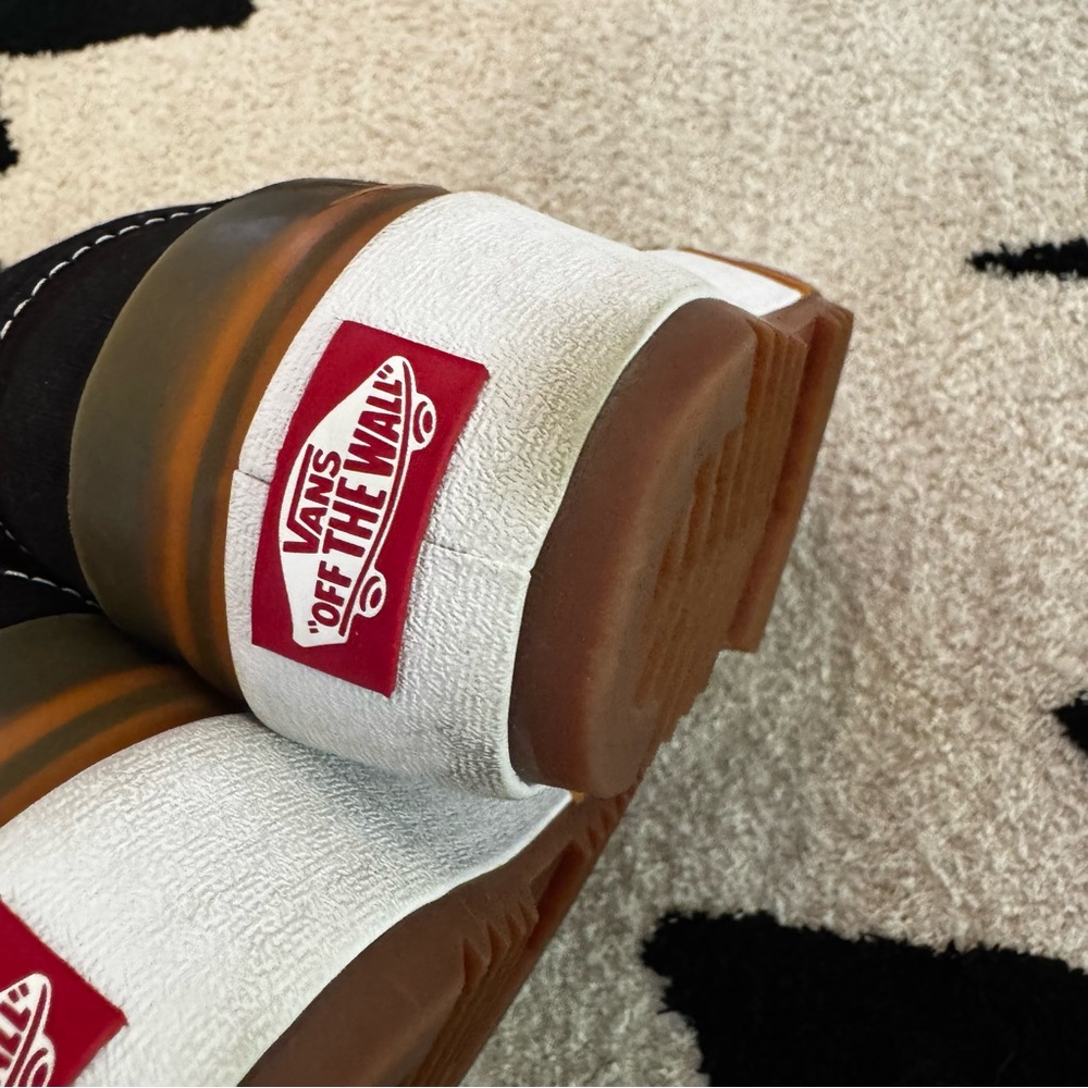 Vans stacked Black and White Sneakers with Brown Accents - Picture 9 of 13